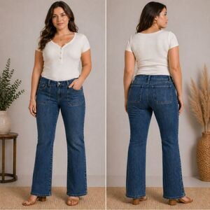 GAP Low Rise Boot Cut Stretch Medium Dark Wash Blue Jeans Denim Cotton size 10 R